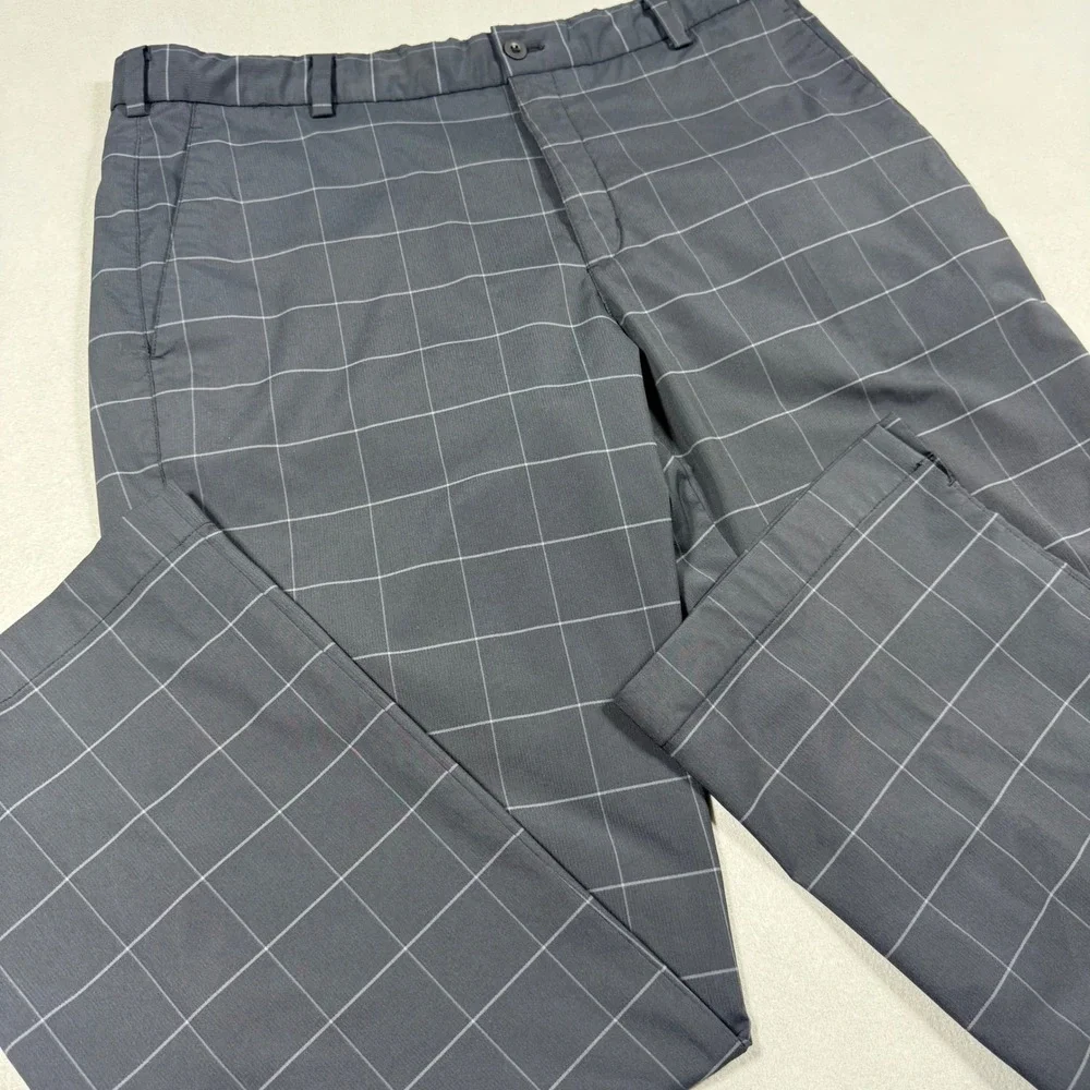 Nike Golf Tour Performance Dri-FIT Pants Mens 35x30 Black Plaid Windowpane Check